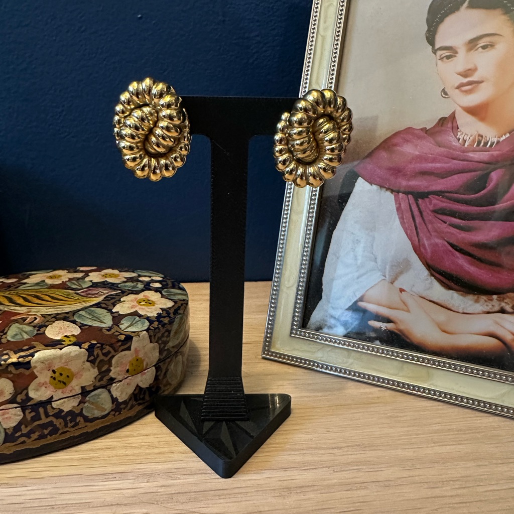 Vintage Christian Dior Sculptural Swirl Clip-On Earrings Made In Germany Coa